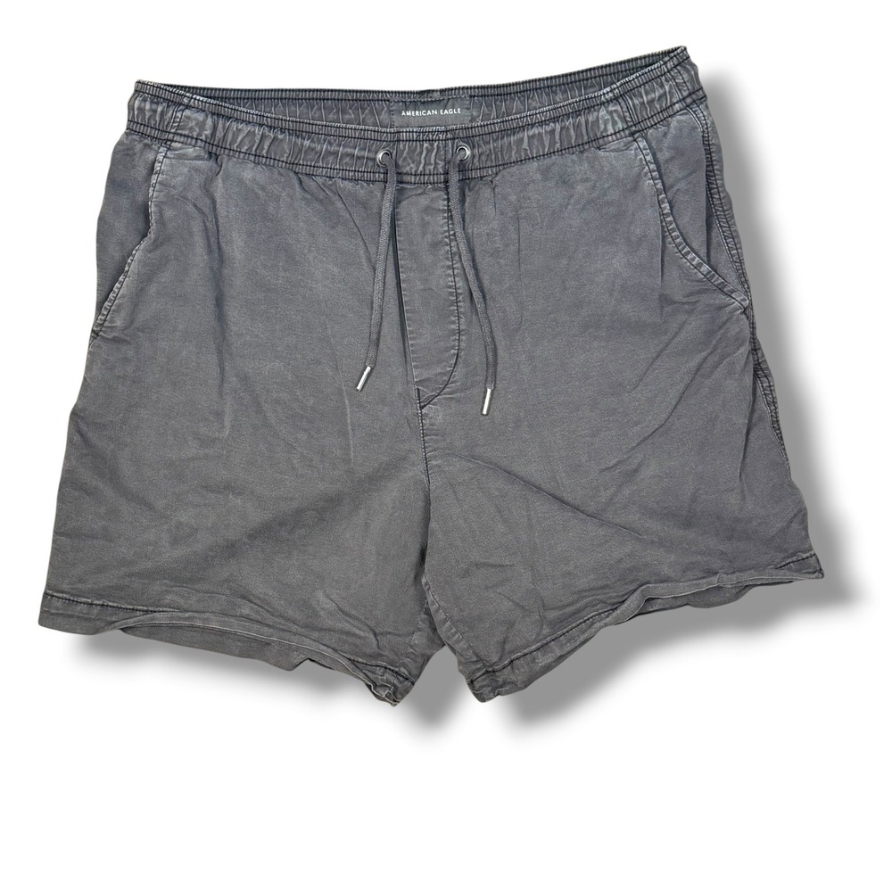 American Eagle Shorts Mens Medium Black Grey Flex Cotton Lyocell Faded Summer